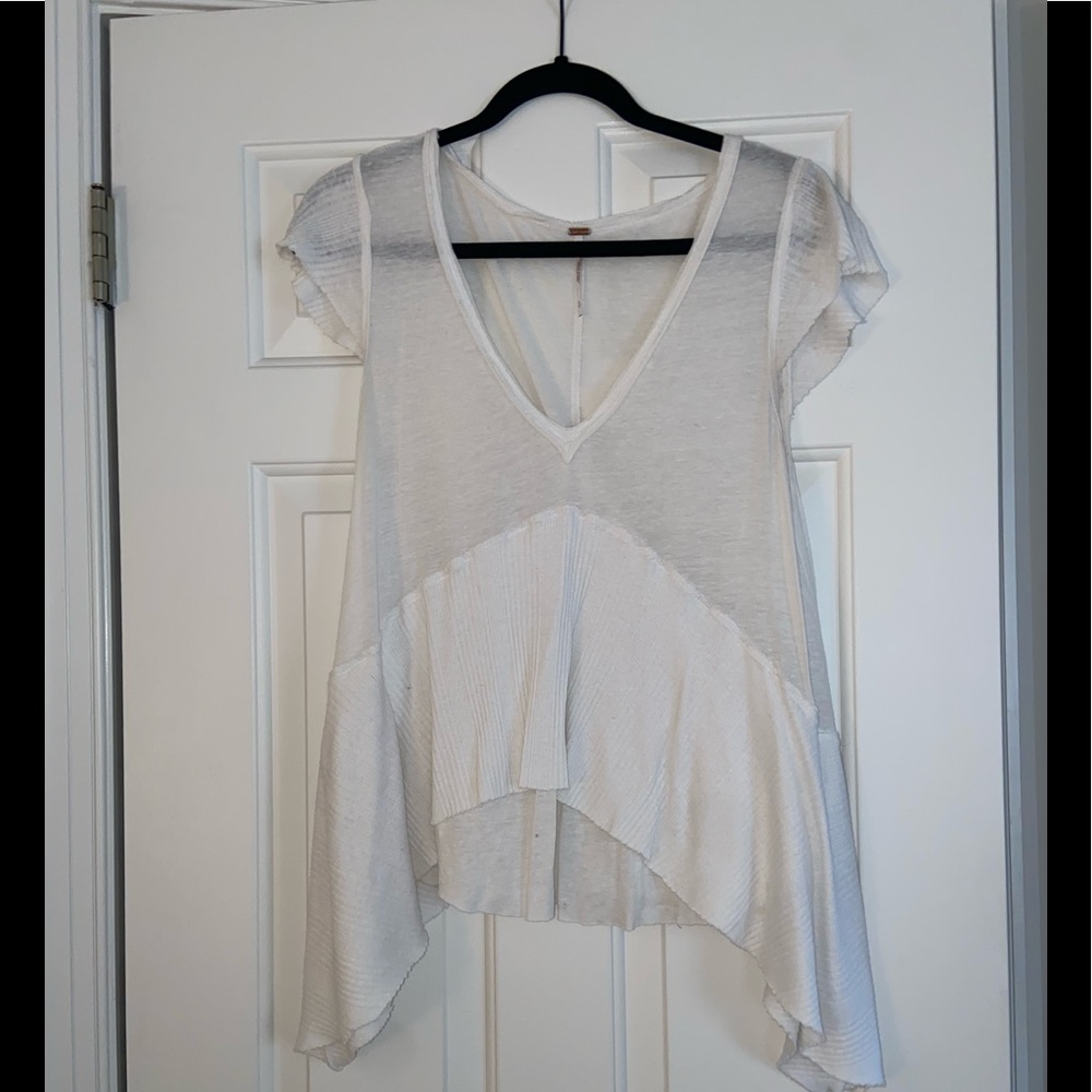 Free People V Neck White T Shirt